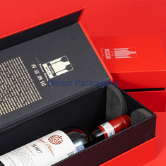 Custom Hot Gold Printed Paper Box Custom Red White Wine Package Gift Box Untuk Pengiriman