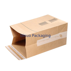 Pencetakan Logo Kustom Tas Bawah Datar Kertas Kraft Biodegradable Untuk Pengiriman Paket