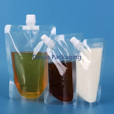 Custom Gravure Printing Stand Up Liquid Pouches Kantong Cerat Jus Minuman Transparan