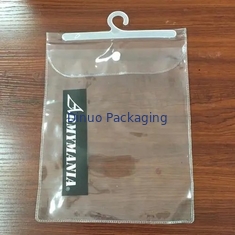 Tas Kemasan Bening PVC Ukuran Disesuaikan Dengan Pita Perekat OEM / ODM Dengan Kait