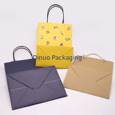 Kantong Kemasan Kertas Kraft Kado Kerajinan Belanja Kantong Biodegradable Dengan Genggaman Melengkung