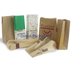 Custom Size Food Flat Bottom Thin Kraft Bread Paper Bag Tanpa Handle Dengan Logo