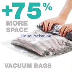 Tas Penyimpanan Vakum Perjalanan yang Disesuaikan Plastik Packing Hand Roll Vacuum Bag With Zipper For Luggage
