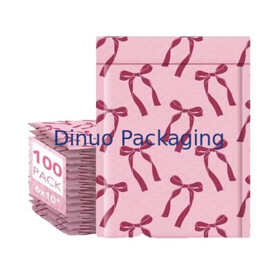 Pink Bow Design Pack Bubble Mail Bag Waterproof Tear Resistant Padded Envelope untuk Pengiriman Bisnis Kecil
