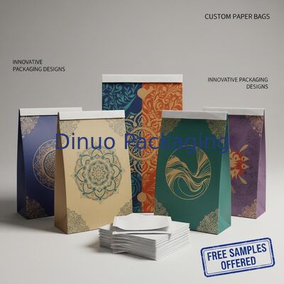 Tanpa Gusset Sisi Tas Kertas Custom Gravure Pencetakan 1 sampai 9 Warna Sampel Gratis ditawarkan Desain kemasan inovatif