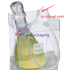 Non-Toxic Clear PVC Packaging Bags, Kemasan Wine Ice Cube Pouch Dengan Handle