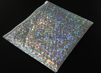 220x160mm Shiny Holographic Mailer Gelembung Amplop dengan Ritsleting Tas Gelembung Kosmetik Jiffy