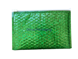 Tas tahan air Zipper Bubble / Green Metallic Glossy Holographic 300x250mm Ziplock Foil Gelembung Mailer