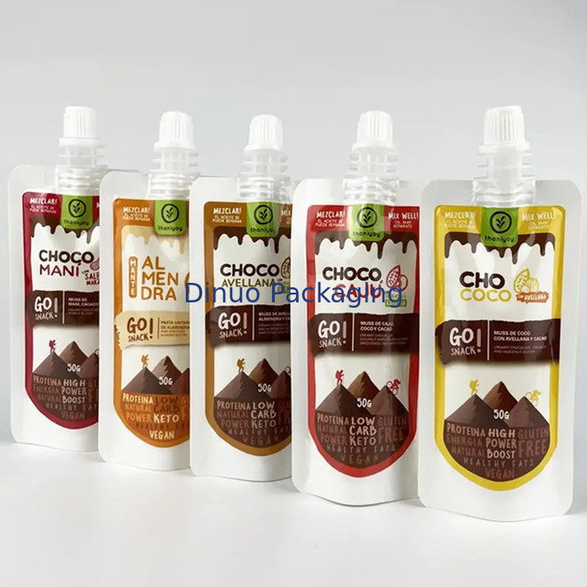 Paket Custom Food Grade Stand Up Spout Pouch Bags Untuk Minuman Jus Minuman
