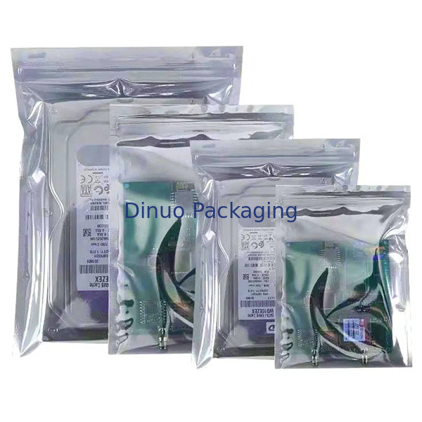 Silver ESD Shielded Anti Static Bag Zip Lock / Open Top 0.03 - 0.15mm Tebal