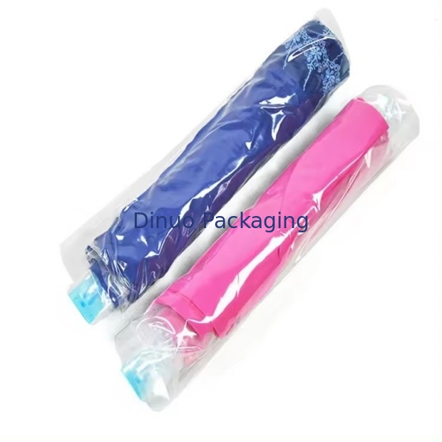 Tas Penyimpanan Vakum Perjalanan yang Disesuaikan Plastik Packing Hand Roll Vacuum Bag With Zipper For Luggage