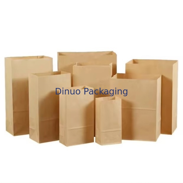 Ukuran Disposable Brown Kraft Kantong Kertas untuk Roti, Sandwich Flat Bottom Food Take Out Kantong Kertas
