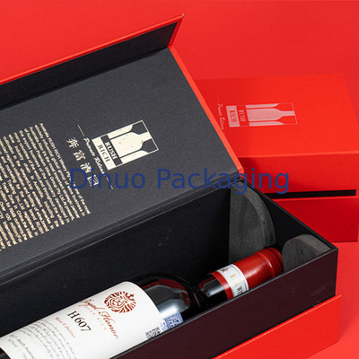 Custom Hot Gold Printed Paper Box Custom Red White Wine Package Gift Box Untuk Pengiriman