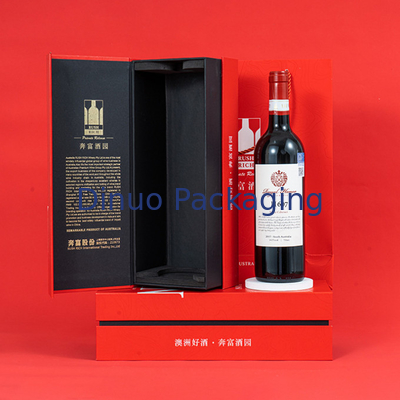 Custom Hot Gold Printed Paper Box Custom Red White Wine Package Gift Box Untuk Pengiriman