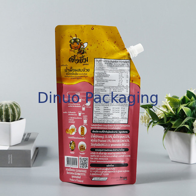 Kustom Biodegradable Plastik Aluminium Foil Spout Pouch Straw Fruits Juice Pouch Bag