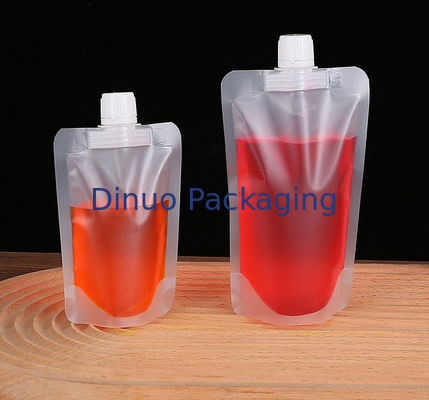 Cetak Kustom Food Grade Transparan Stand Up Spout Pouch Kantong Air Minum Plastik