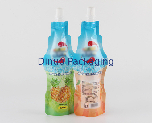 Tas Doypack Cetak Kustom Botol Minuman Berbentuk Nozzle Aluminium Foil Stand Up Spout Pouch