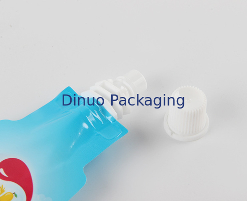 Tas Doypack Cetak Kustom Botol Minuman Berbentuk Nozzle Aluminium Foil Stand Up Spout Pouch