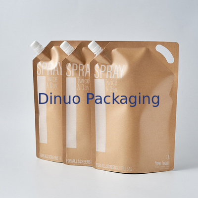Kertas Kraft Parfum Cetak Kustom Stand Up Pouches Aluminium Foil Liquid Food Spout Pouch