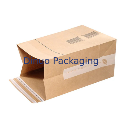 Pencetakan Logo Kustom Tas Bawah Datar Kertas Kraft Biodegradable Untuk Pengiriman Paket