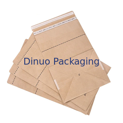Pencetakan Logo Kustom Tas Bawah Datar Kertas Kraft Biodegradable Untuk Pengiriman Paket