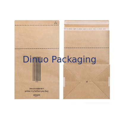 Pencetakan Logo Kustom Tas Bawah Datar Kertas Kraft Biodegradable Untuk Pengiriman Paket