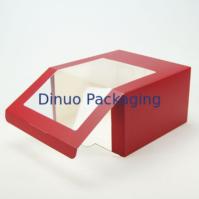 Kotak Kemasan Makanan Penutup Kue Reusable Clear Window Paper Cupcakes Boxes Dengan Sisipan