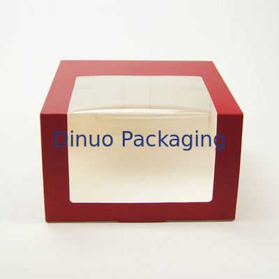 Kotak Kemasan Makanan Penutup Kue Reusable Clear Window Paper Cupcakes Boxes Dengan Sisipan