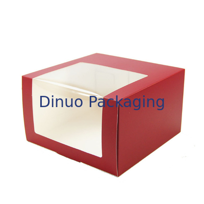 Kotak Kemasan Makanan Penutup Kue Reusable Clear Window Paper Cupcakes Boxes Dengan Sisipan