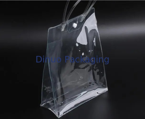 Tas Kemasan Bening PVC Ukuran Disesuaikan Dengan Pita Perekat OEM / ODM Dengan Kait