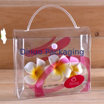 Kemasan Garmen Tas Kemasan PVC Bening Dengan Kancing dan Tangan Plastik
