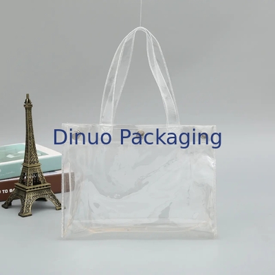 Kemasan Garmen Tas Kemasan PVC Bening Dengan Kancing dan Tangan Plastik