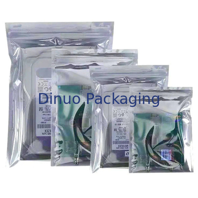 Silver ESD Shielded Anti Static Bag Zip Lock / Open Top 0.03 - 0.15mm Tebal