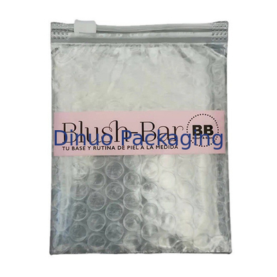 Ketahanan kejut yang dapat digunakan kembali PVC Clear Ziplock Zipper Bubble Bag Custom Makeup Cosmetic Packaging