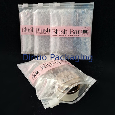 Ketahanan kejut yang dapat digunakan kembali PVC Clear Ziplock Zipper Bubble Bag Custom Makeup Cosmetic Packaging