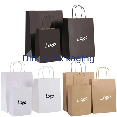 Recyclables Shopping Kraft Brown Paper Bag Flat Handle Food Packaging Tas untuk dibawa pulang