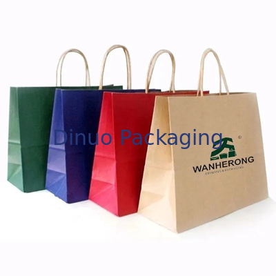 Recyclables Shopping Kraft Brown Paper Bag Flat Handle Food Packaging Tas untuk dibawa pulang