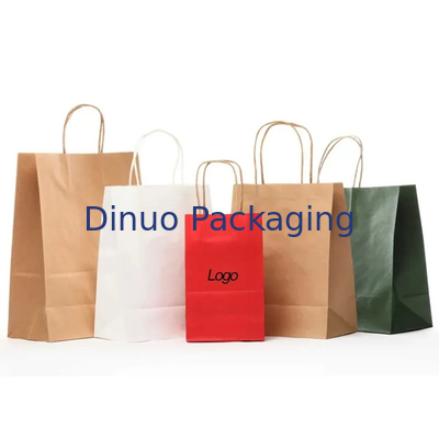 Recyclables Shopping Kraft Brown Paper Bag Flat Handle Food Packaging Tas untuk dibawa pulang
