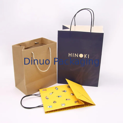Kantong Kemasan Kertas Kraft Kado Kerajinan Belanja Kantong Biodegradable Dengan Genggaman Melengkung