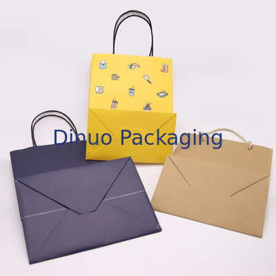 Kantong Kemasan Kertas Kraft Kado Kerajinan Belanja Kantong Biodegradable Dengan Genggaman Melengkung
