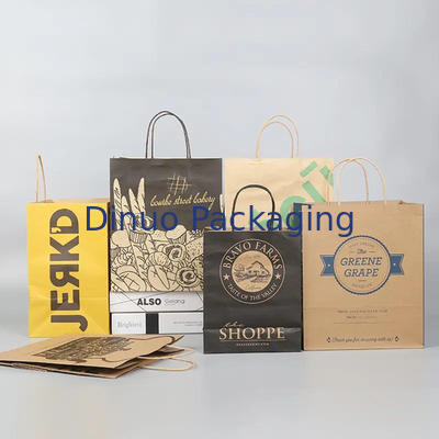 Kantong Kertas Kraft dengan Handle Kantong Makanan Cepat