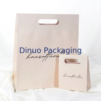 Kemasan Pakaian Die Cut Handle Belanja Kantong Kertas Kraft Kantong Hadiah Kuning Disesuaikan