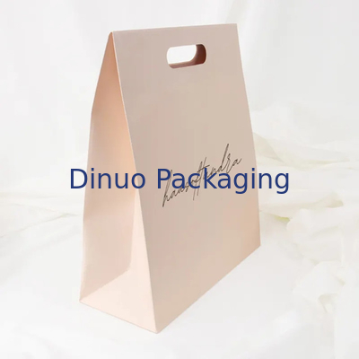 Kemasan Pakaian Die Cut Handle Belanja Kantong Kertas Kraft Kantong Hadiah Kuning Disesuaikan