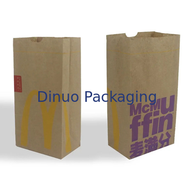 Custom Size Food Flat Bottom Thin Kraft Bread Paper Bag Tanpa Handle Dengan Logo