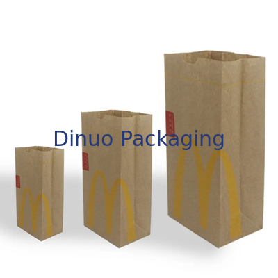 Custom Size Food Flat Bottom Thin Kraft Bread Paper Bag Tanpa Handle Dengan Logo