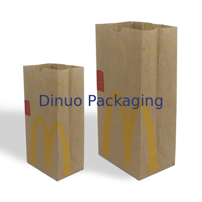 Custom Size Food Flat Bottom Thin Kraft Bread Paper Bag Tanpa Handle Dengan Logo