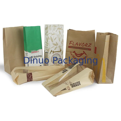 Custom Size Food Flat Bottom Thin Kraft Bread Paper Bag Tanpa Handle Dengan Logo