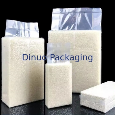 Kantong vakum transparan khusus dengan cetakan biji-bijian yang dapat didaur ulang untuk penggunaan industri makanan