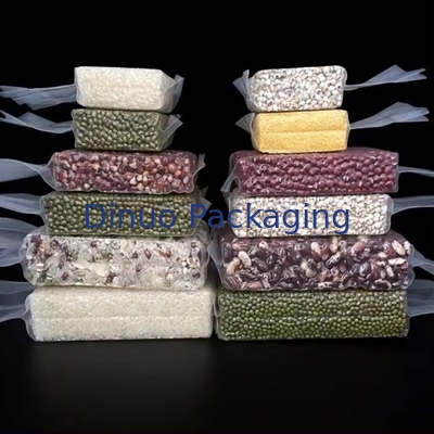 Kantong vakum transparan khusus dengan cetakan biji-bijian yang dapat didaur ulang untuk penggunaan industri makanan