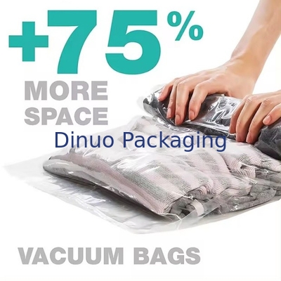 Tas Penyimpanan Vakum Perjalanan yang Disesuaikan Plastik Packing Hand Roll Vacuum Bag With Zipper For Luggage
